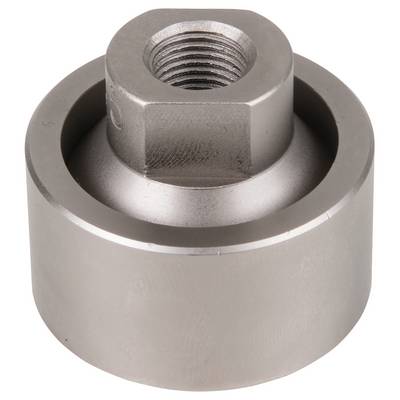 Metal screw cap with cylindrical thread and hexagonal base, suitable for mechanical connections and industrial applications.