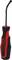 A red and black screwdriver with an ergonomic handle and curved metal head, suitable for precision work.