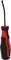 A red and black screwdriver with an ergonomic handle and curved tip.