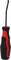 Black and red screwdriver with a curved flathead, suitable for loosening specific screws in electronics.