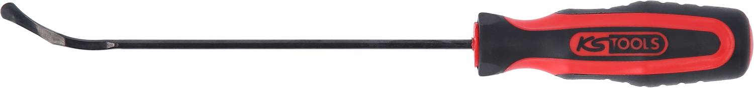 Black and red screwdriver with a curved tip, suitable for precise levering and pulling of small parts. 'KS Tools' brand name on handle.