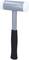 Grey soft-faced hammer with a black handle and white heads, used for gentle processing of sensitive surfaces.