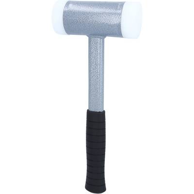 Rubber hammer with a silver head and black, textured handle. Commonly used to prevent marking delicate surfaces.