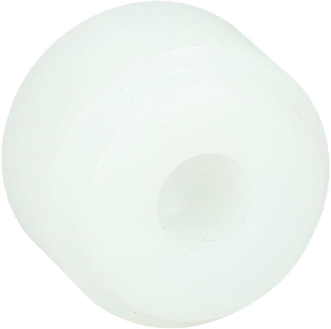 A white, cylindrical plastic roller bearing with no visible markings or details.