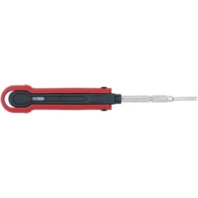 A red screwdriver with a black handle, extended metal shaft, with side inscription 'CT Tools'.