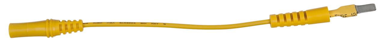 A yellow Ethernet cable with RJ-45 connectors.