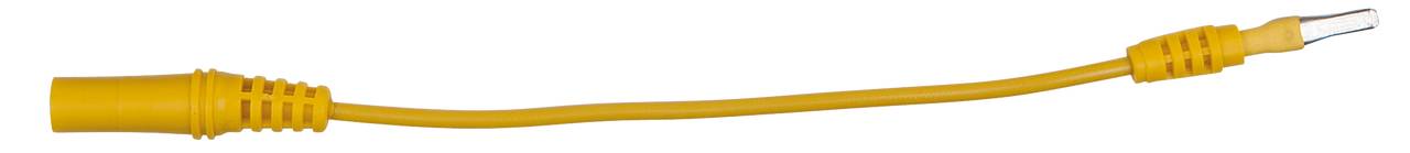 Yellow electrical cable with a plug on the right-hand side, insulated wire sheath, suitable for light to medium applications.