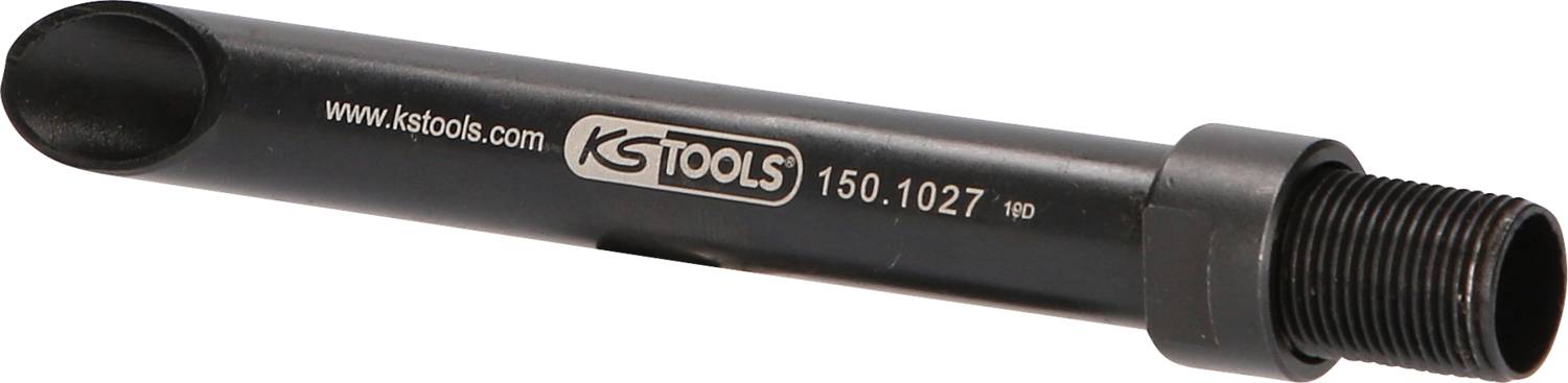 Black KS Tools pipe with thread and the inscription 'kstools.com', '150,1027' and 'KSTOOLS'. Mechanical tool component.