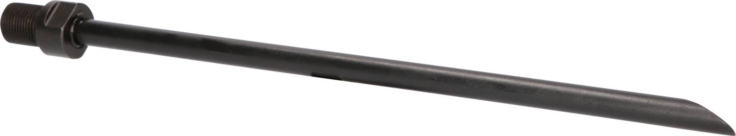 A long, black metal rod with a bevelled end and a screw-fastening at one end.