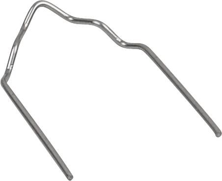 Metal clip with a curved design, used for fixing or stabilising objects.