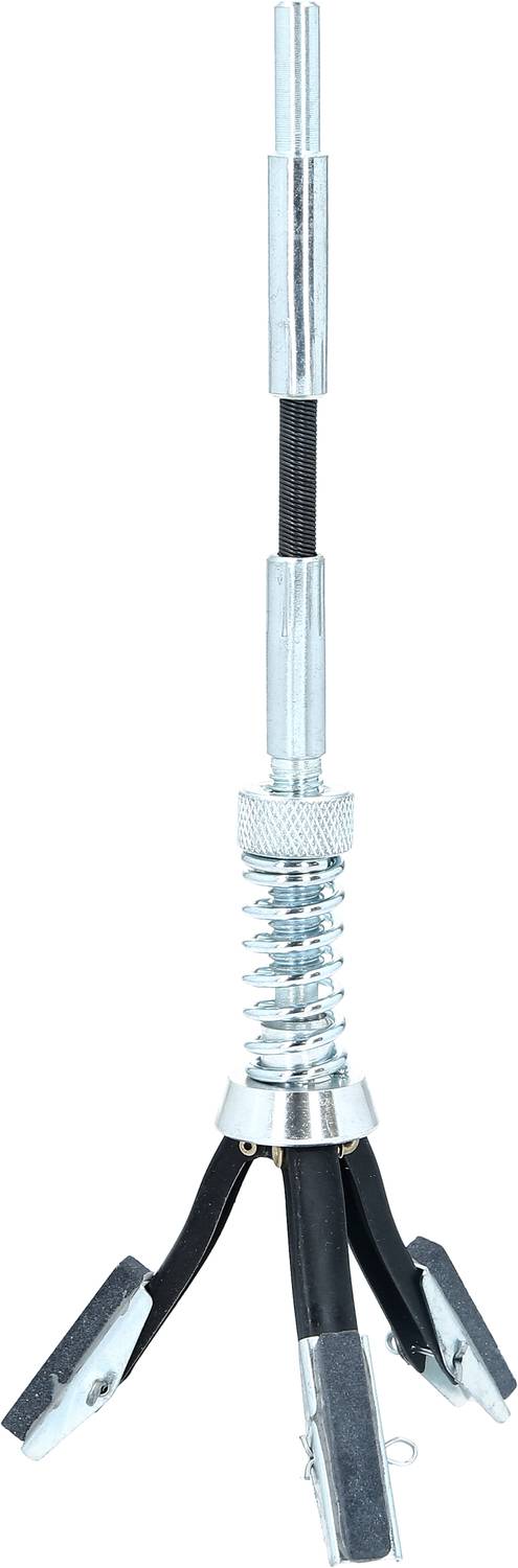 Professional welding seam cleaning adapter with adjustable handle and robust, spring-loaded foot for stabilising on metal surfaces.