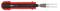 A red tool with a metal tip and black handle, used for marking or working with materials.