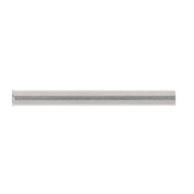 A cylindrical metal pin, smooth and silver, lies horizontally.