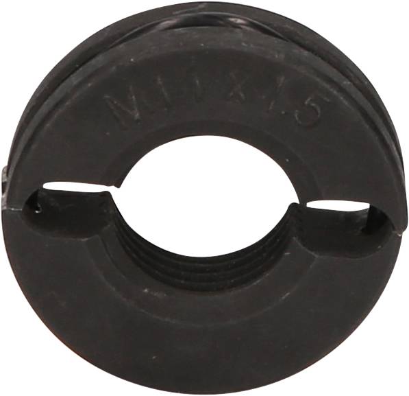 A black cable gland with the inscription 'M1x1.5', likely for use in electrical or mechanical connections.
