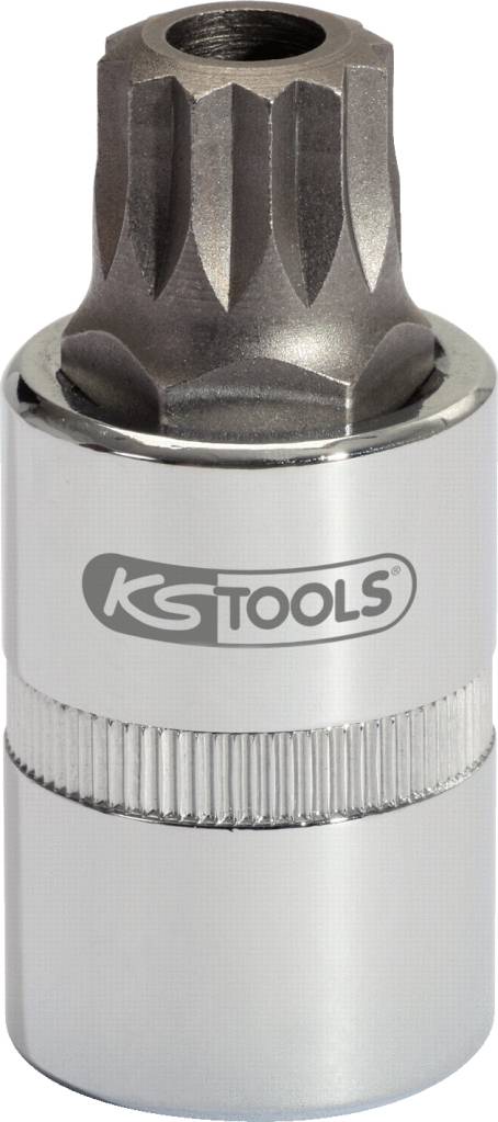 A silver tool with a ribbed handle and hexagonal head, belonging to the 'KS Tools' brand.