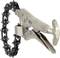 Chain pipe wrench with adjustable chain, ideal for gripping and holding pipes and round objects in plumbing installation.