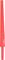 A red plastic cricket bat toy with a narrow handle.