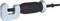 A black handle with a metallic thread on both sides, likely a specialised tool or device component.