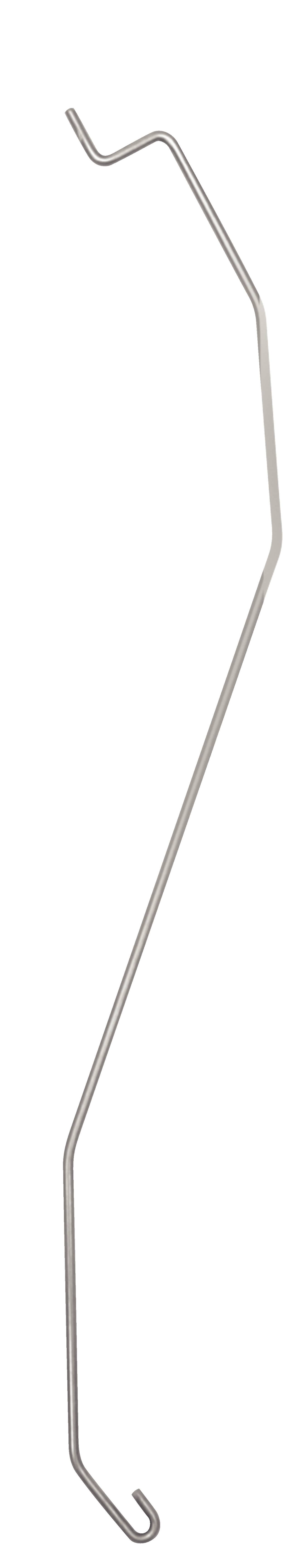 Metal hook with hooks at both ends, possibly part of a fixing system or tool.