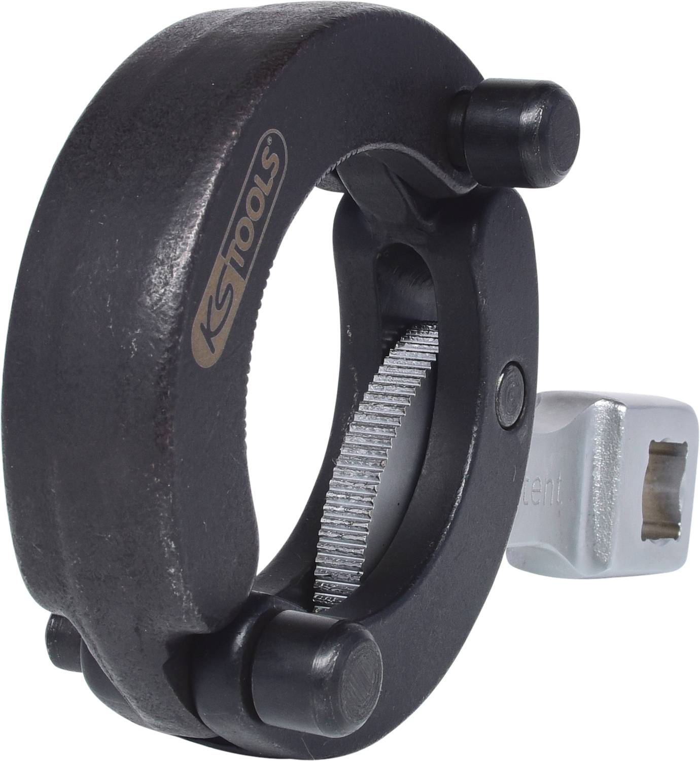 A black pipe cutter with two handles and a visible cutting blade. It is designed for precise pipe cutting.