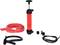 Manual hand pump with red hose, black nozzles, and handle. Typically used for extracting or filling liquids.