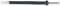 A black, cylindrical object with a white cap on the left and a metallic thread on the right.