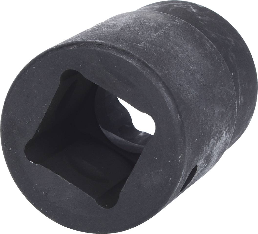 Black square-bore socket nut, made from robust material, suitable for power transmission in mechanical applications.
