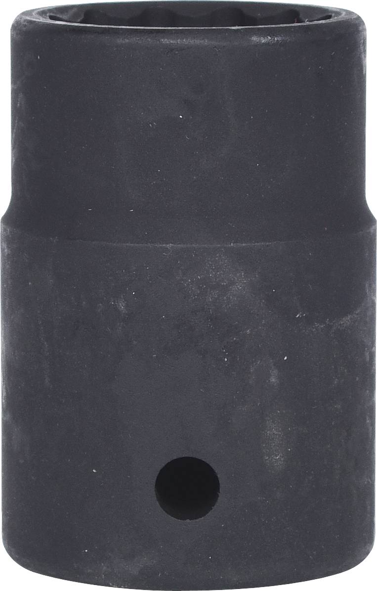A black, cylindrical tool part with a hole at the bottom, presumably an adapter or similar component.