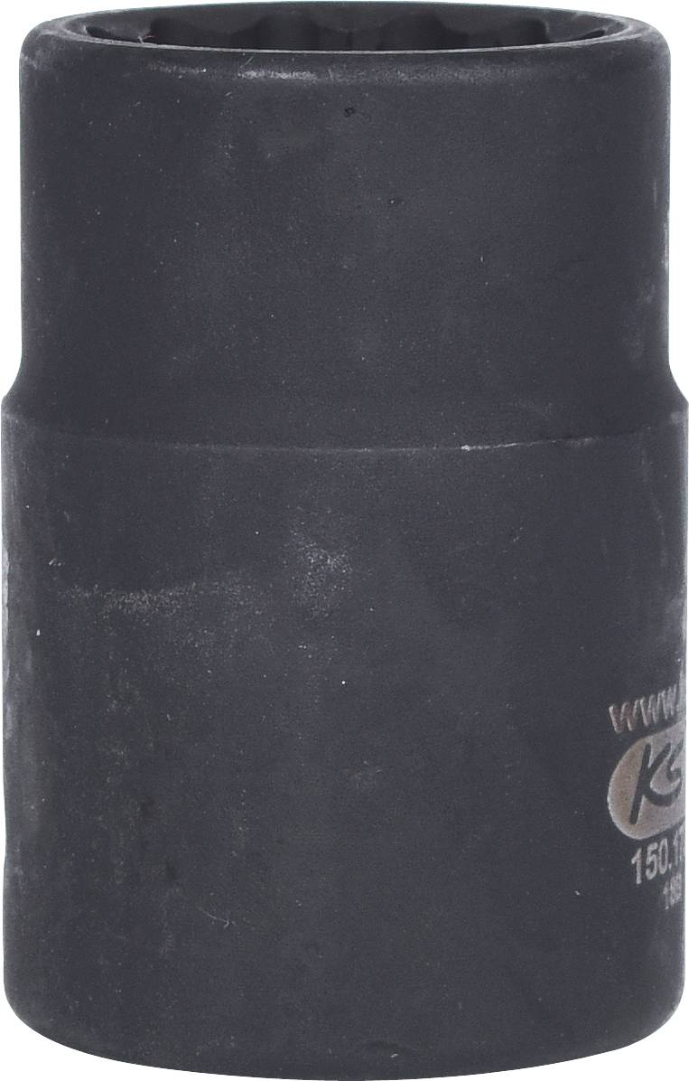 A black, cylindrical metal socket insert, potentially suitable for use with an impact driver.
