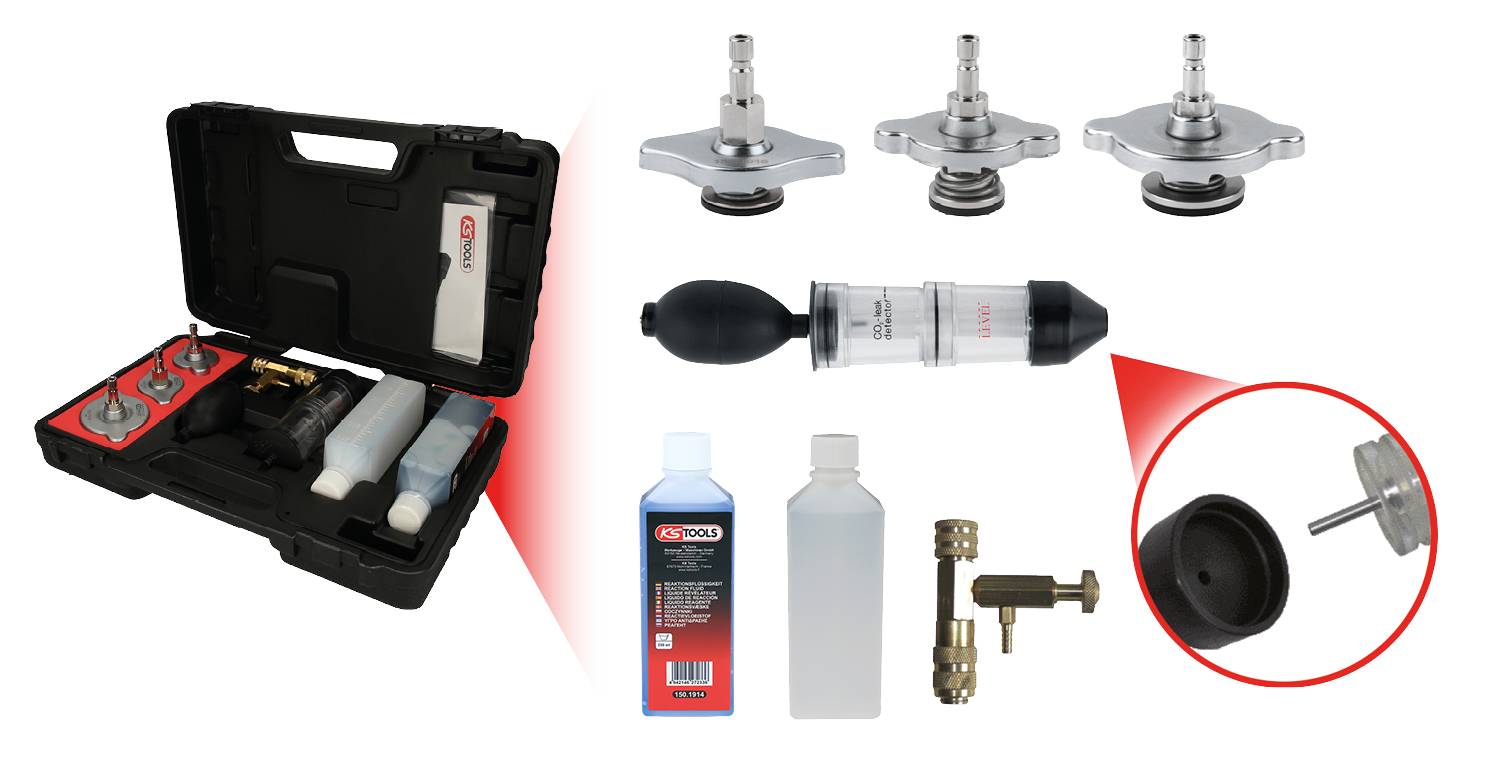 Brake System Maintenance Toolkit: Contains pumps, valves, fluids and adapters, arranged in a black carry case.