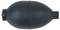 A black rubber ball with a smooth, oval shape. Often used in devices such as blood pressure monitors for pumping air.