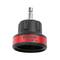 Pressure adapter with a black housing and red stripe, used for testing cooling systems.