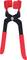 Red plastic pliers with padded grippers and black metal arms, suitable for gentle surface handling and delicate applications.