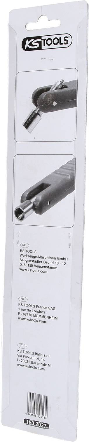 Packaging for KS TOOLS replacement cutter, featuring a pipe corner cutter in silver colour. Brand logo at the top, product information at the bottom.