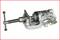 Silver-coloured metal G-clamp with an adjustable handle, used for securely fixing workpieces during machining.