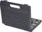 Black plastic tool case with embossed logo, overlapping compartments for storing nuts, presented open.
