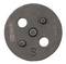 Round, metallic disc with five holes and an imprint showing the letter "S".