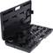 A black tool case with various round attachments and accessories, neatly arranged, for vehicle repair.