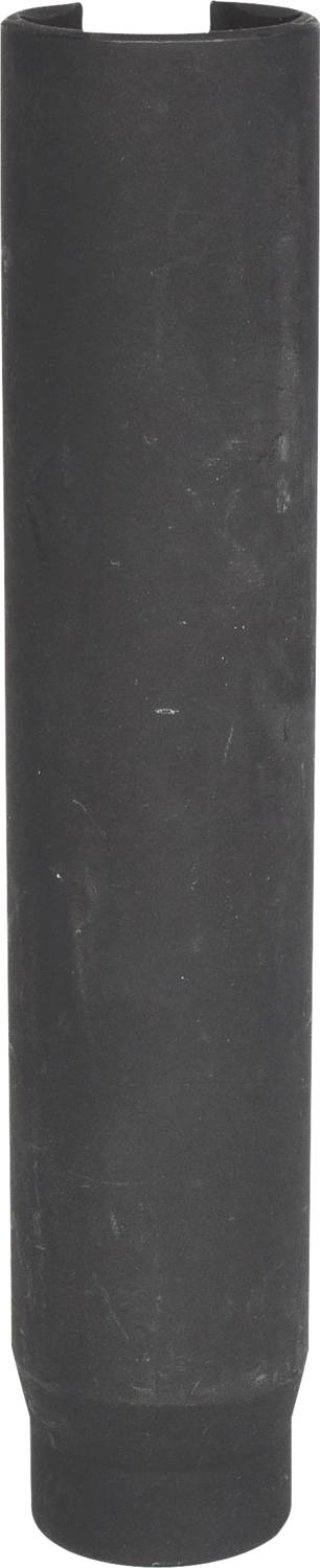 Long, cylindrical, black object on a white background.