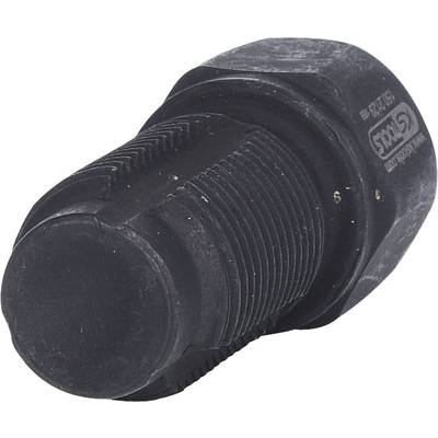 Black wheel nut spanner with a ribbed surface, diagonal view. Primarily used for the installation and removal of wheel nuts.