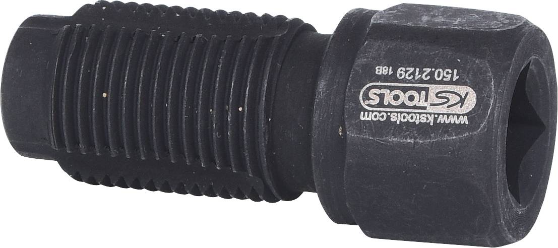 A black tool with a hexagonal head and a ribbed cylinder, bearing the inscription 'KS Tools'.