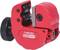 A red pipe cutter with a black adjustment screw, suitable for cutting copper and aluminium pipes.