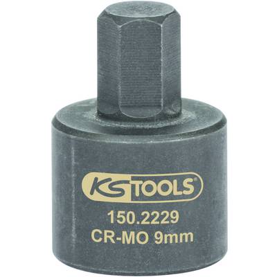 Metallic socket insert with the inscription 'KStools 150.2229 CR-MO 9mm', suitable for screw-related work.