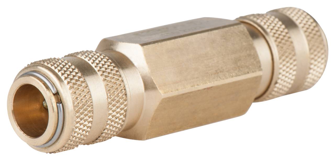 Metal connector with knurled ends, suitable for joining two tubes or cables, cylindrical design.