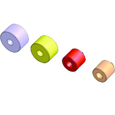 Four coloured cylinders in blue, yellow, red and orange, arranged by size and spacing. They symbolise progressive data.