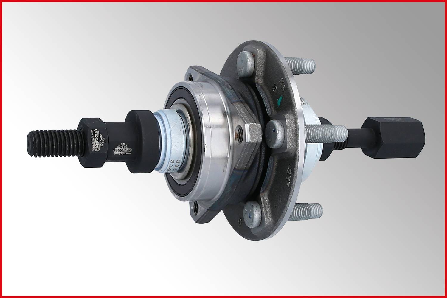 Bearing Puller Tool with Assembly and Disassembly Function, consisting of bearing and spindle, against a grey background.