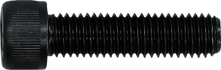 A black hexagonal screw bolt with thread, shown from the side.