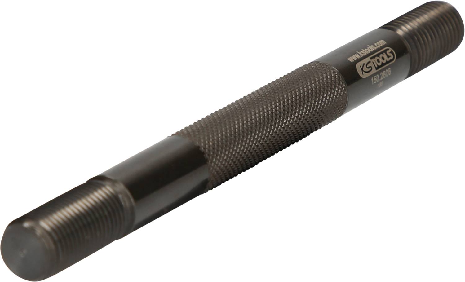 A black iron bolt with a knurled grip area. A company logo is visible at the top, without any additional surroundings or function.