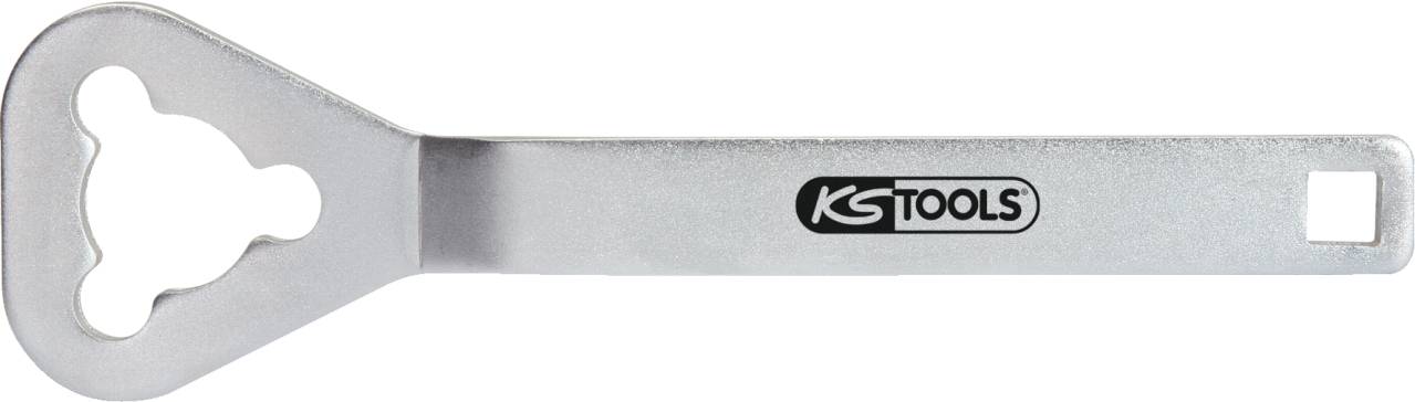 'Silver spanner with a round handle; KGTools logo on the handle.'
