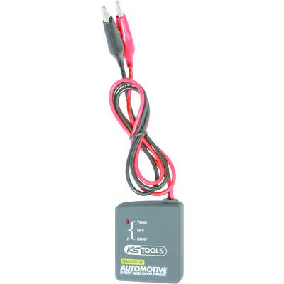 A grey device with red and black cables for fault detection in automotive engines by KS Tools. Labelled with 'Tone', 'Off', 'Cont'.